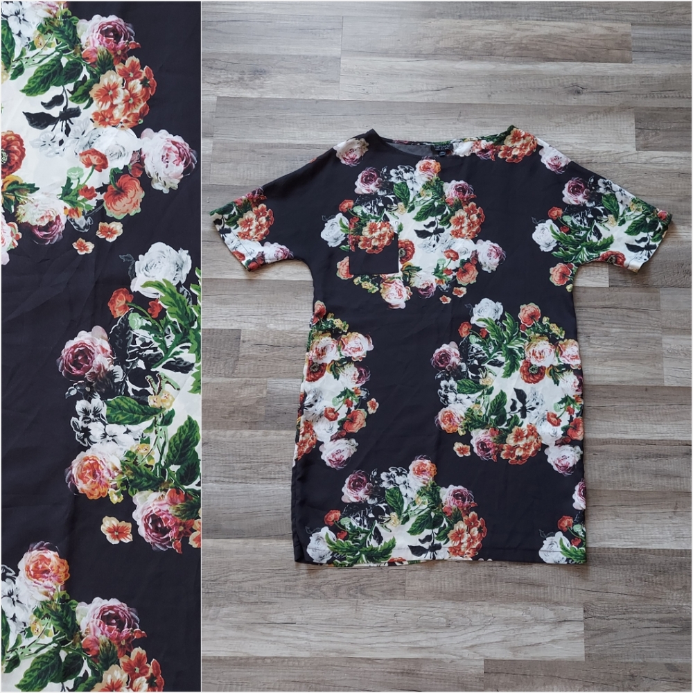 Topshop Floral T-shirt Shift Dress Medium
